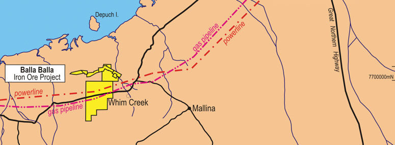 Map of The Balla Balla Iron Ore Project in Western Australia