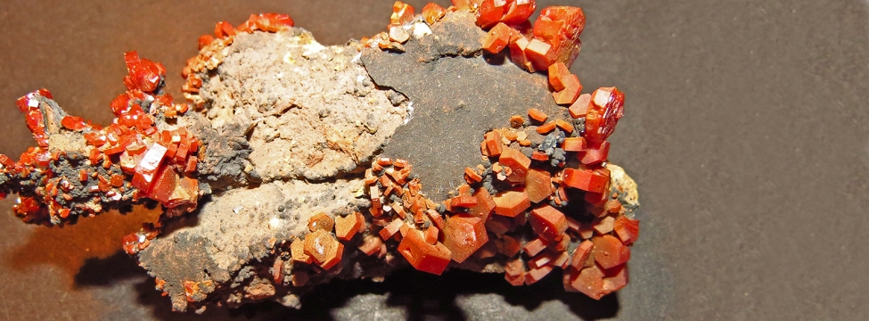Vanadinite Pb-Cl-vanadite mineral, also and ore of vanadium, Atlas project, Morocco