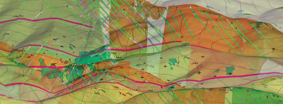 Digital models updated in the field to inform drill hole planning 